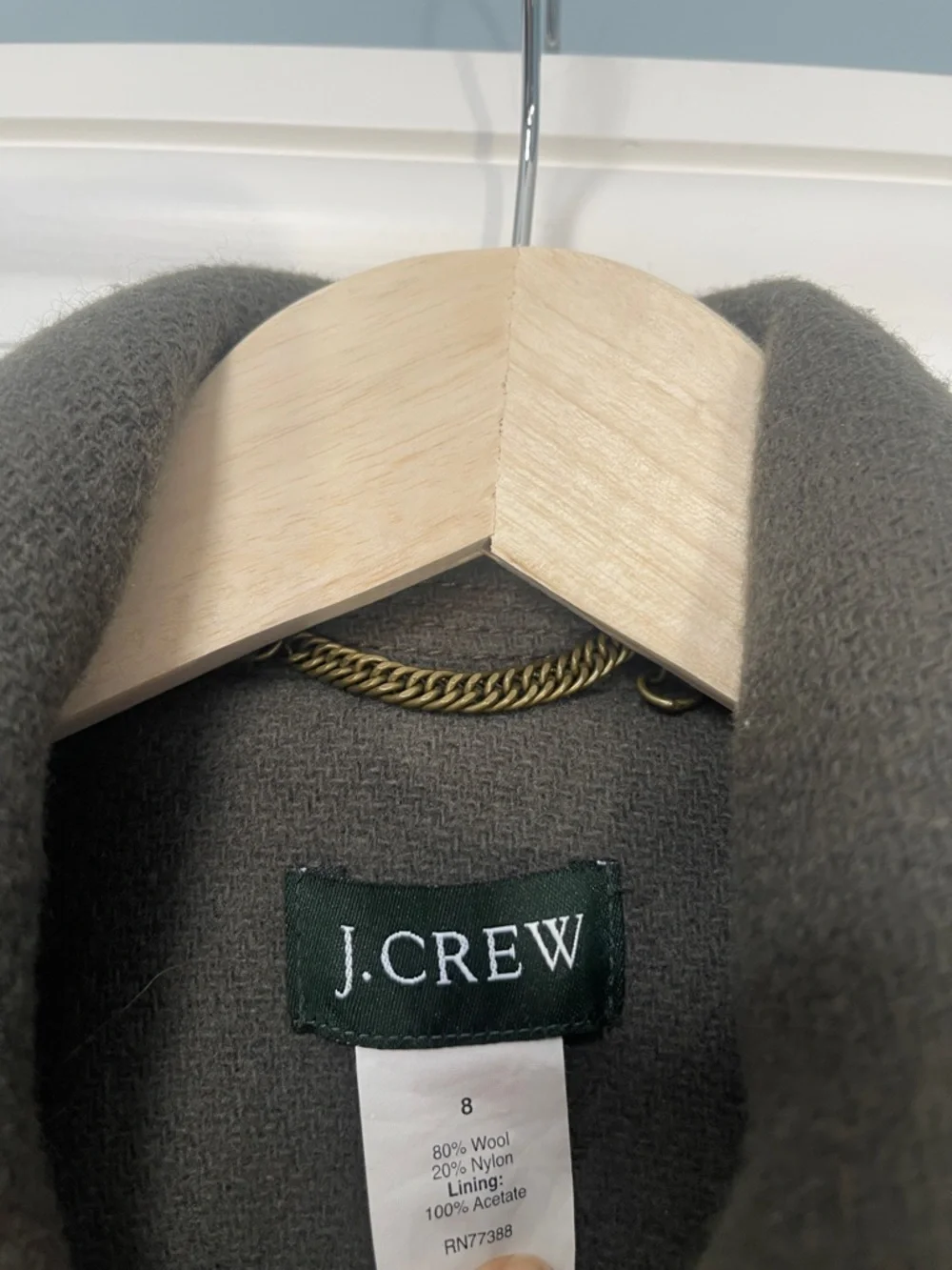 J.Crew Olive Green Stadium Cloth Boulevard Wool Trench Coat